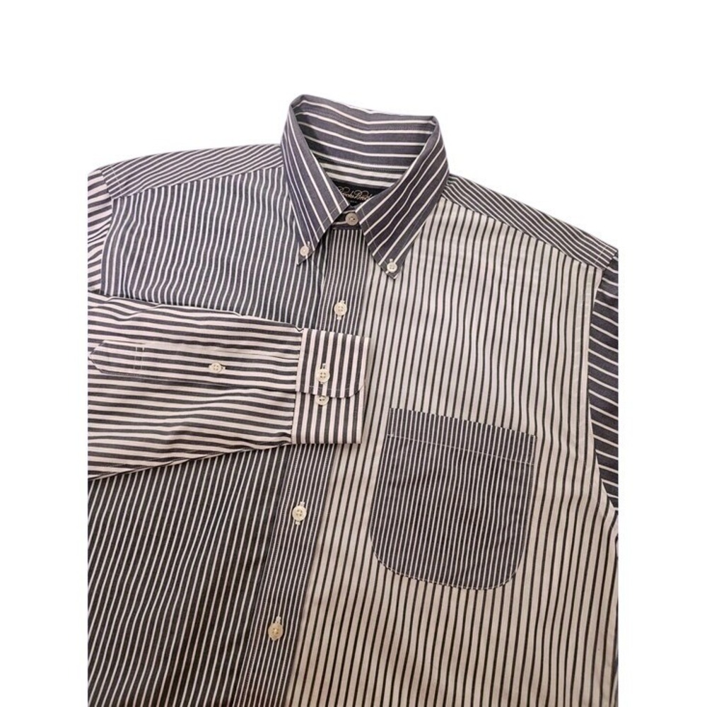 Brooks Brothers Mens S Blue Mixed Stripe Shirt Non-Iron Button Down Fun Shirt ~